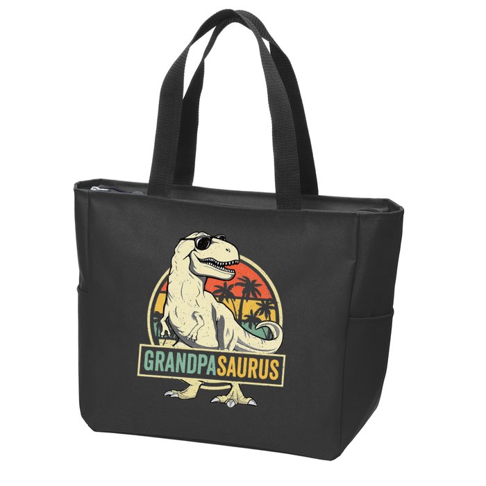 Grandpasaurus T Rex Dinosaur Grandpa Saurus Family Matching Zip Tote Bag