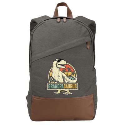 Grandpasaurus T Rex Dinosaur Grandpa Saurus Family Matching Cotton Canvas Backpack