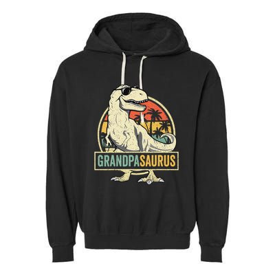 Grandpasaurus T Rex Dinosaur Grandpa Saurus Family Matching Garment-Dyed Fleece Hoodie