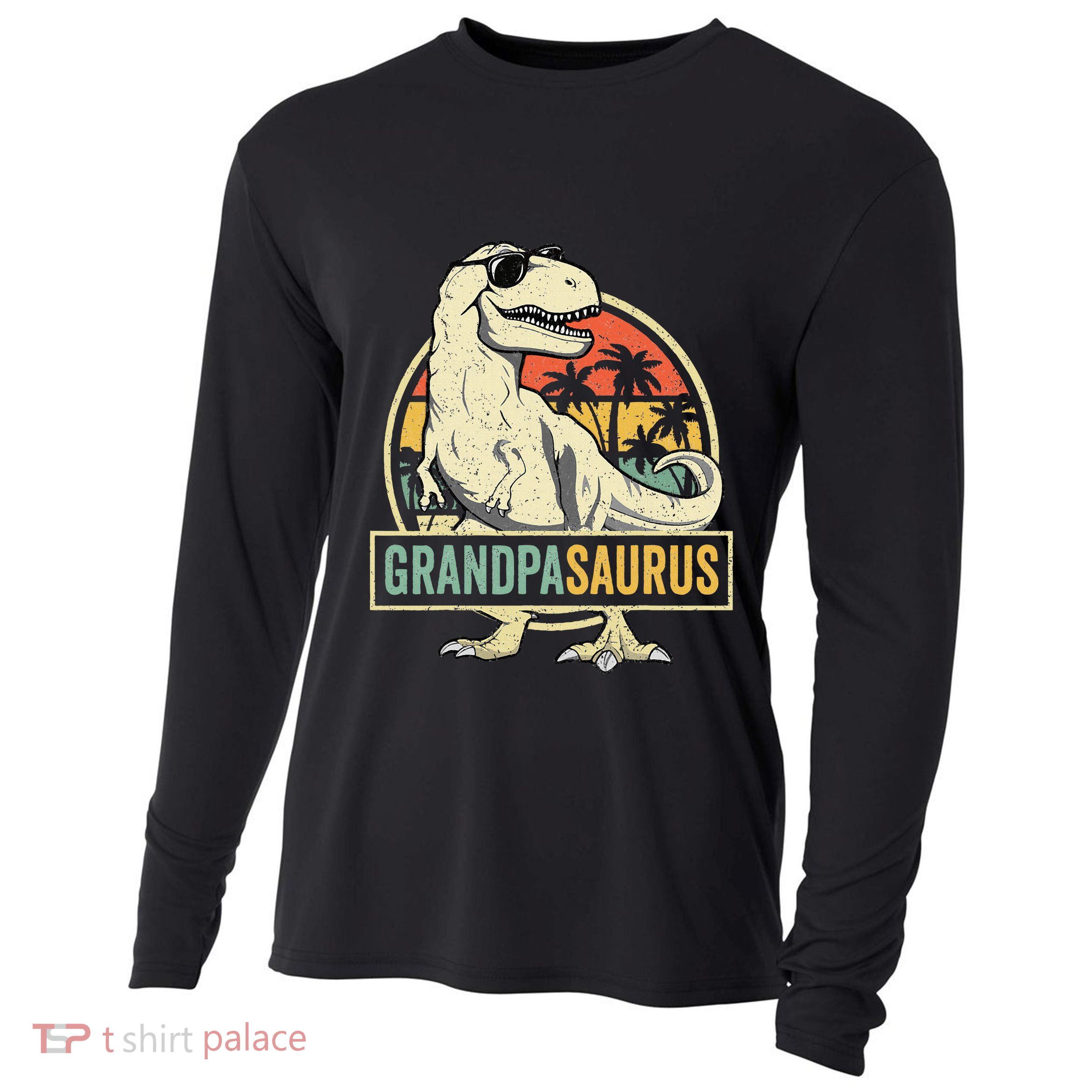Grandpasaurus T Rex Dinosaur Grandpa Saurus Family Matching Cooling Performance Long Sleeve Crew