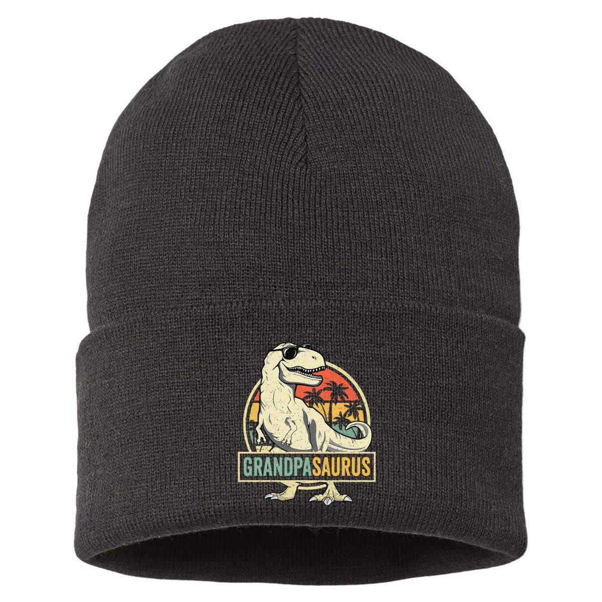 Grandpasaurus T Rex Dinosaur Grandpa Saurus Family Matching Sustainable Knit Beanie