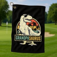 Grandpasaurus T Rex Dinosaur Grandpa Saurus Family Matching Golf Towel