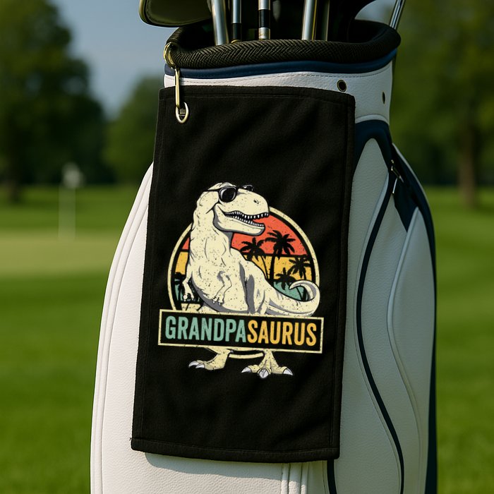 Grandpasaurus T Rex Dinosaur Grandpa Saurus Family Matching Golf Towel