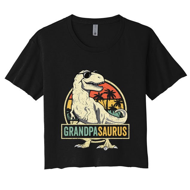 Grandpasaurus T Rex Dinosaur Grandpa Saurus Family Matching Crop Top