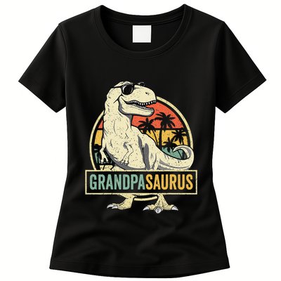 Grandpasaurus T Rex Dinosaur Grandpa Saurus Family Matching Womens T-Shirt