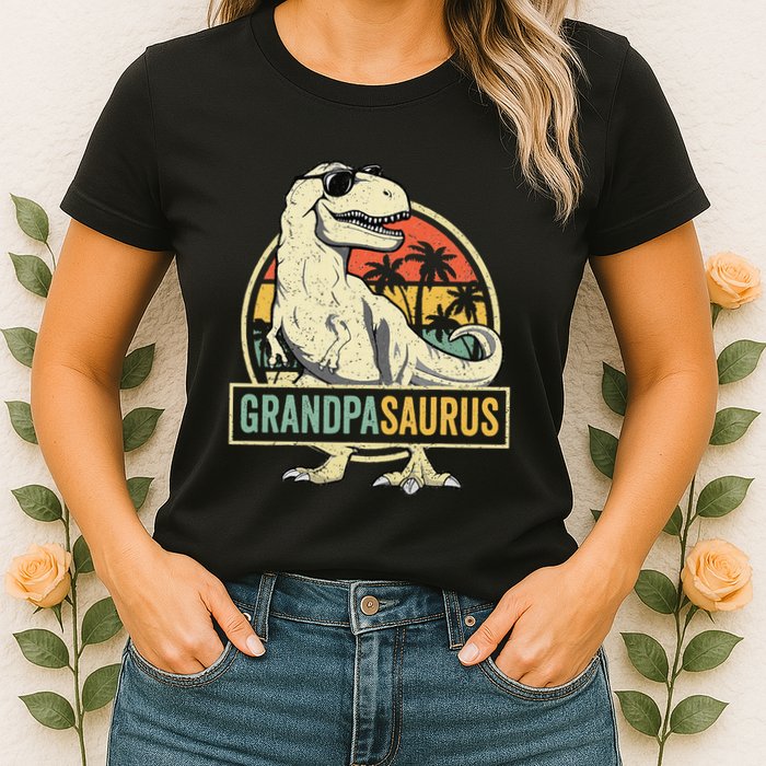 Grandpasaurus T Rex Dinosaur Grandpa Saurus Family Matching Womens T-Shirt