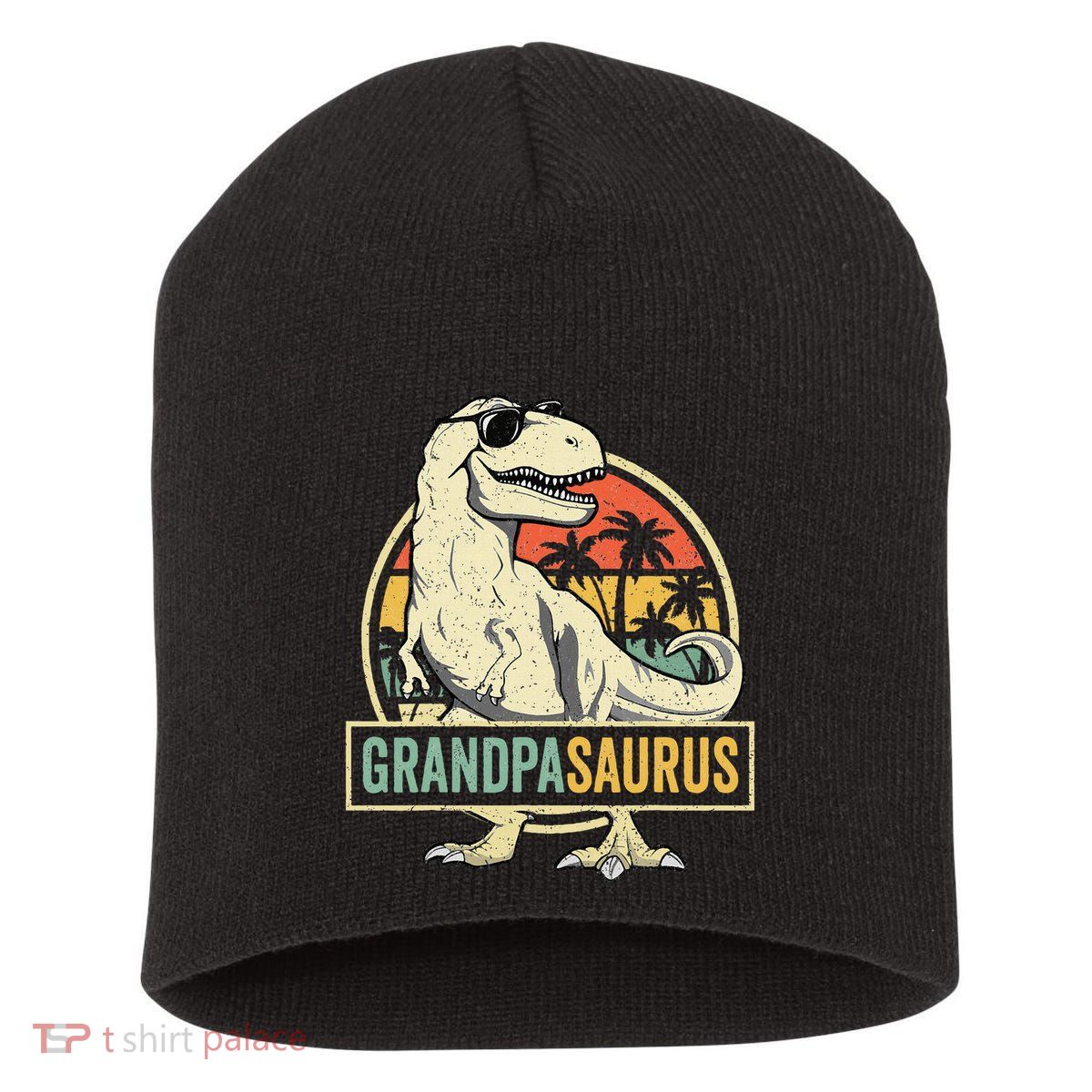 Grandpasaurus T Rex Dinosaur Grandpa Saurus Family Matching Short Acrylic Beanie