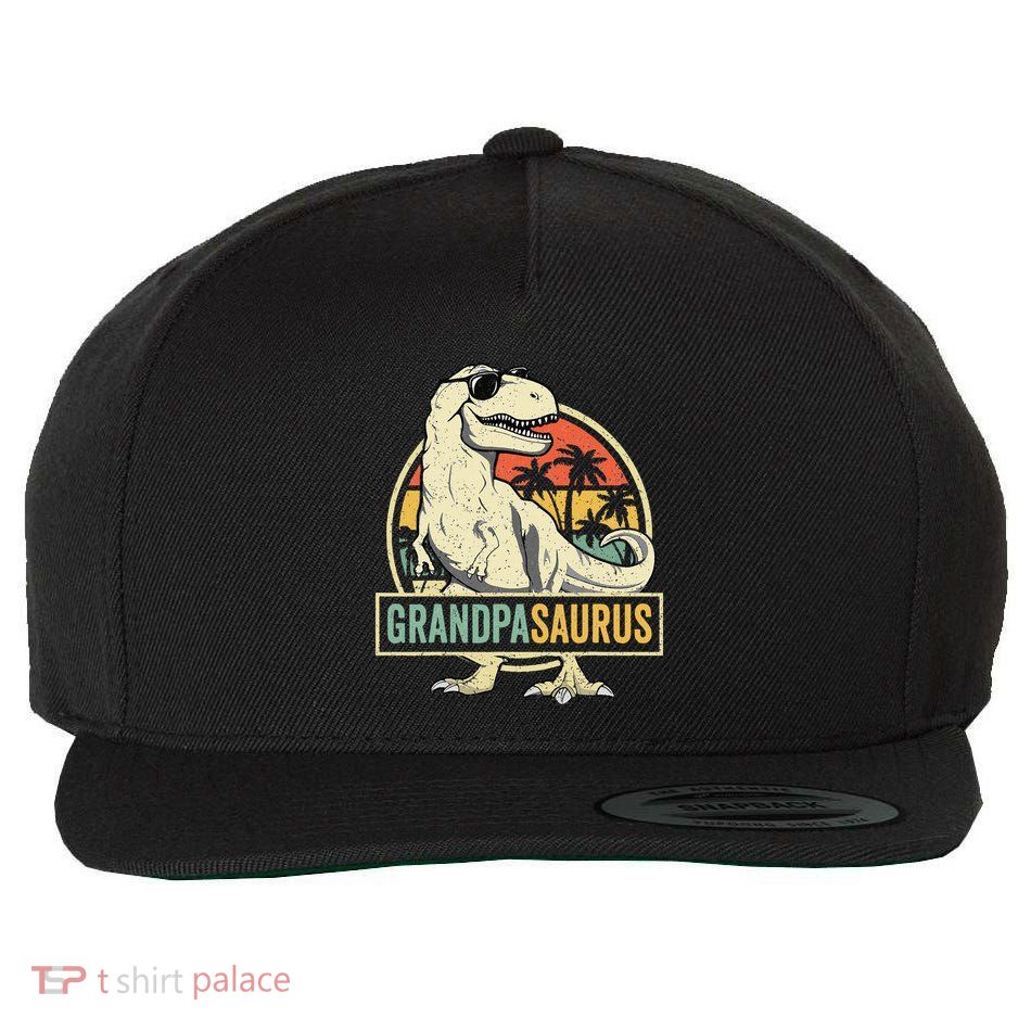 Grandpasaurus T Rex Dinosaur Grandpa Saurus Family Matching Wool Snapback Cap