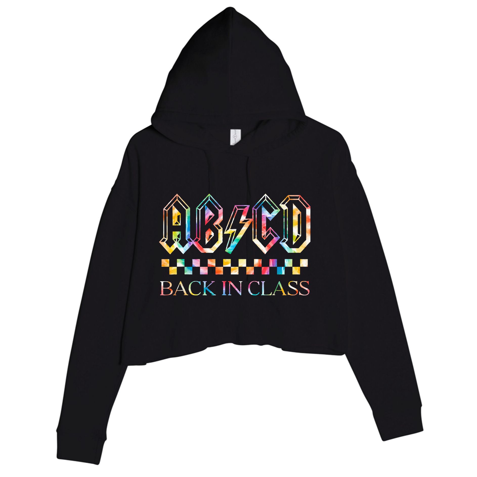 Girls Teachers Rock Back To School ABCD Back In Class Crop Fleece Hoodie