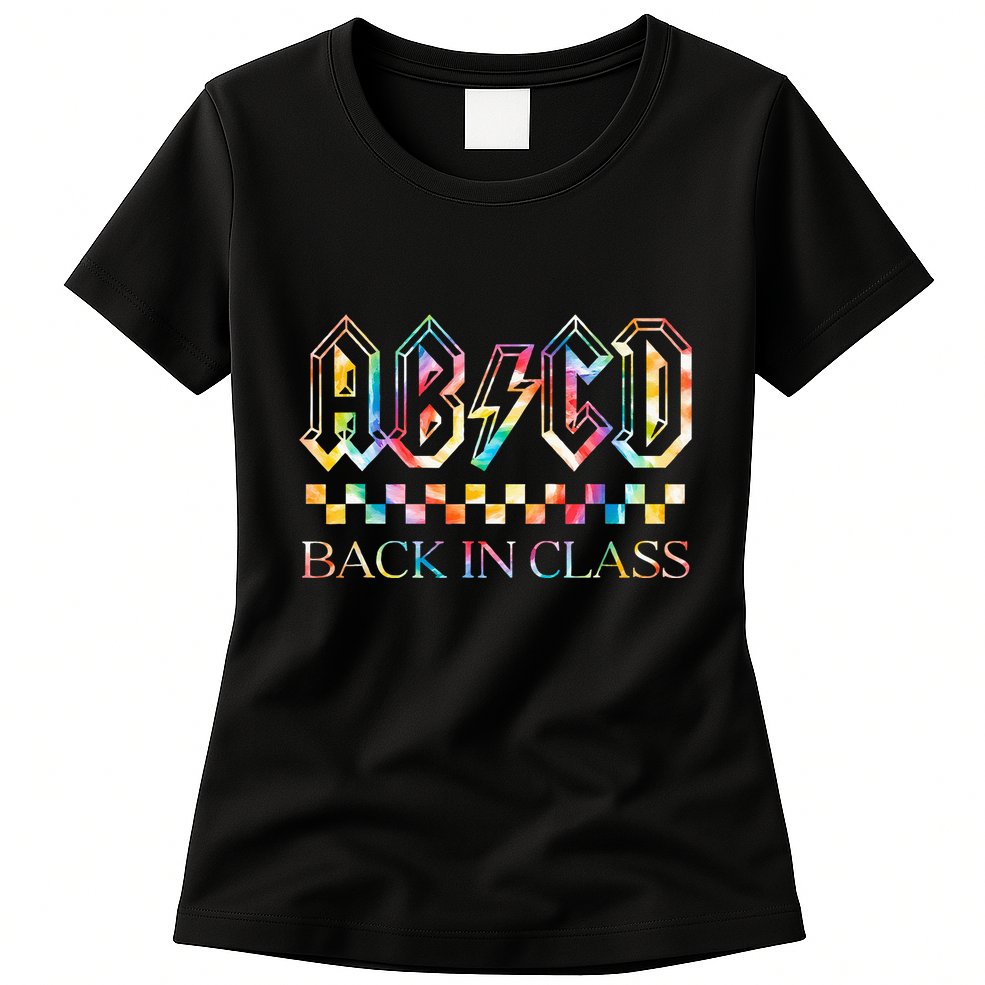 Girls Teachers Rock Back To School ABCD Back In Class Womens T-Shirt