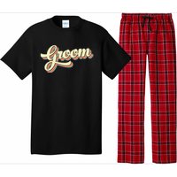 Groom T Retro Art Baseball Font Vintage Pajama Set