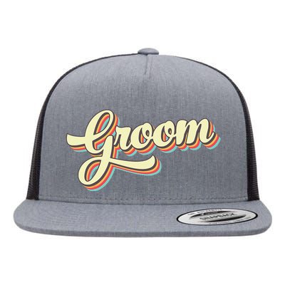 Groom T Retro Art Baseball Font Vintage Flat Bill Trucker Hat