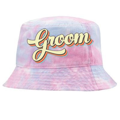 Groom T Retro Art Baseball Font Vintage Tie-Dyed Bucket Hat