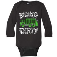 Garbage Truck Riding Dirty Baby Long Sleeve Bodysuit