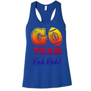 Go Team Rah Football Sarcastic Cheerleader Non Sports Fan Cool Gift Women's Racerback Tank