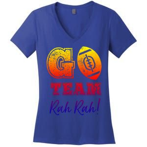 Go Team Rah Football Sarcastic Cheerleader Non Sports Fan Cool Gift Women's V-Neck T-Shirt