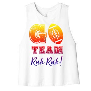 Go Team Rah Football Sarcastic Cheerleader Non Sports Fan Cool Gift Women's Racerback Cropped Tank