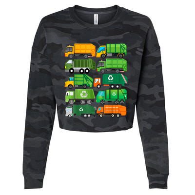 Garbage Truck Recycling Day Trash Waste Separation Birthday Cropped Pullover Crew