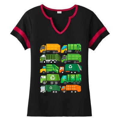 Garbage Truck Recycling Day Trash Waste Separation Birthday Ladies Halftime Notch Neck Tee