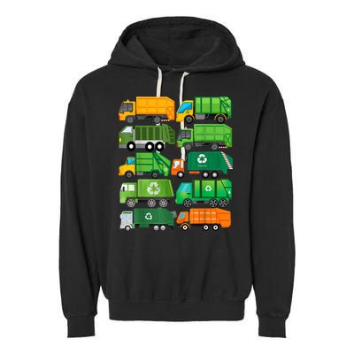 Garbage Truck Recycling Day Trash Waste Separation Birthday Garment-Dyed Fleece Hoodie