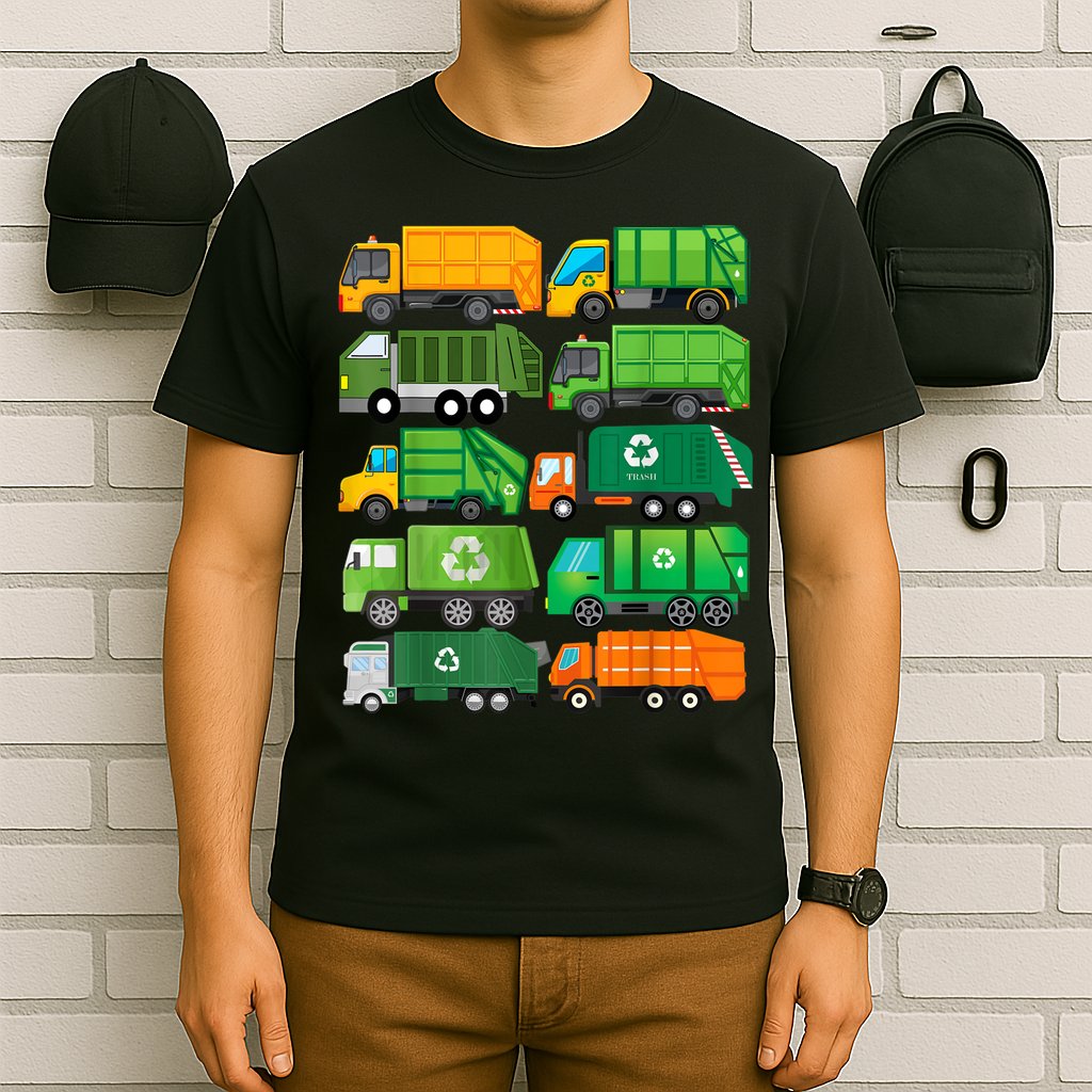 Garbage Truck Recycling Day Trash Waste Separation Birthday T-Shirt