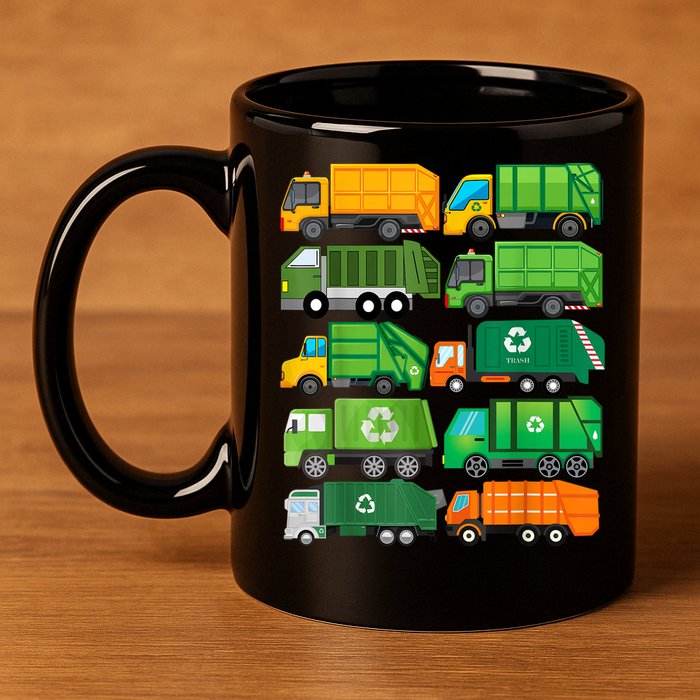 Garbage Truck Recycling Day Trash Waste Separation Birthday 11oz C Handle Ceramic Mug