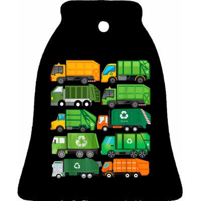 Garbage Truck Recycling Day Trash Waste Separation Birthday Ceramic Bell Ornament