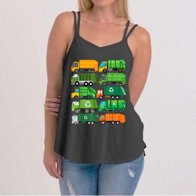 Garbage Truck Recycling Day Trash Waste Separation Birthday Women's Strappy Tank