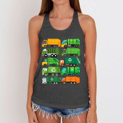 Garbage Truck Recycling Day Trash Waste Separation Birthday Women's Knotted Racerback Tank