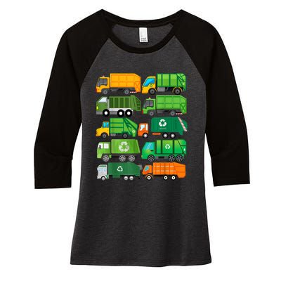 Garbage Truck Recycling Day Trash Waste Separation Birthday Women's Tri-Blend 3/4-Sleeve Raglan Shirt