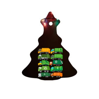 Garbage Truck Recycling Day Trash Waste Separation Birthday Ceramic Tree Ornament