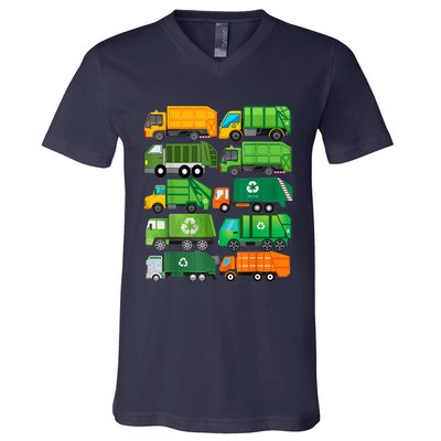 Garbage Truck Recycling Day Trash Waste Separation Birthday V-Neck T-Shirt