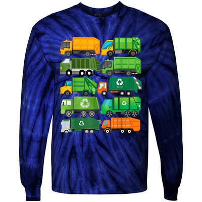 Garbage Truck Recycling Day Trash Waste Separation Birthday Tie-Dye Long Sleeve Shirt