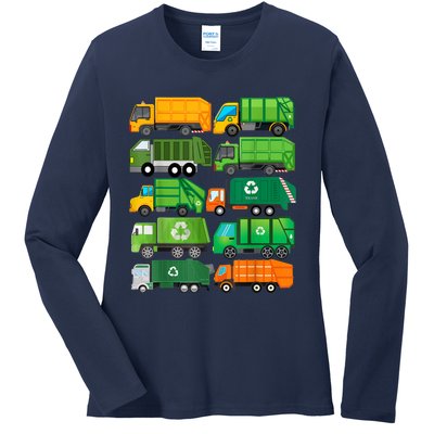 Garbage Truck Recycling Day Trash Waste Separation Birthday Ladies Long Sleeve Shirt