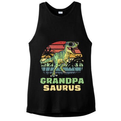 Grandpasaurus T Rex Dinosaur Grandpa Saurus Family Matching Ladies PosiCharge Tri-Blend Wicking Tank