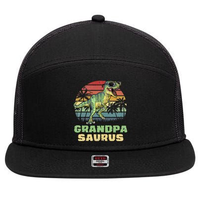 Grandpasaurus T Rex Dinosaur Grandpa Saurus Family Matching 7 Panel Mesh Trucker Snapback Hat
