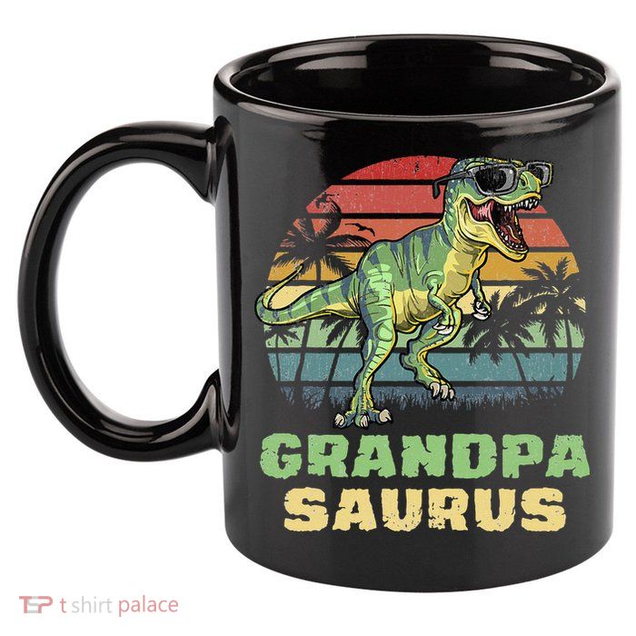 Grandpasaurus T Rex Dinosaur Grandpa Saurus Family Matching 11oz C Handle Ceramic Mug