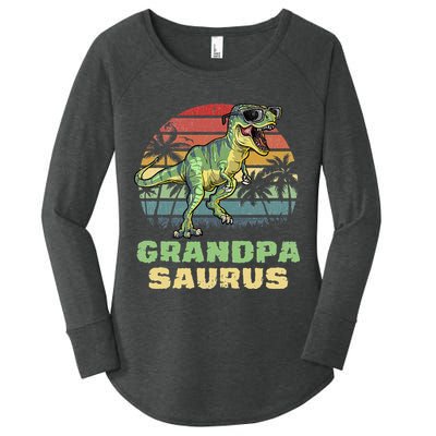 Grandpasaurus T Rex Dinosaur Grandpa Saurus Family Matching Women's Perfect Tri Tunic Long Sleeve Shirt