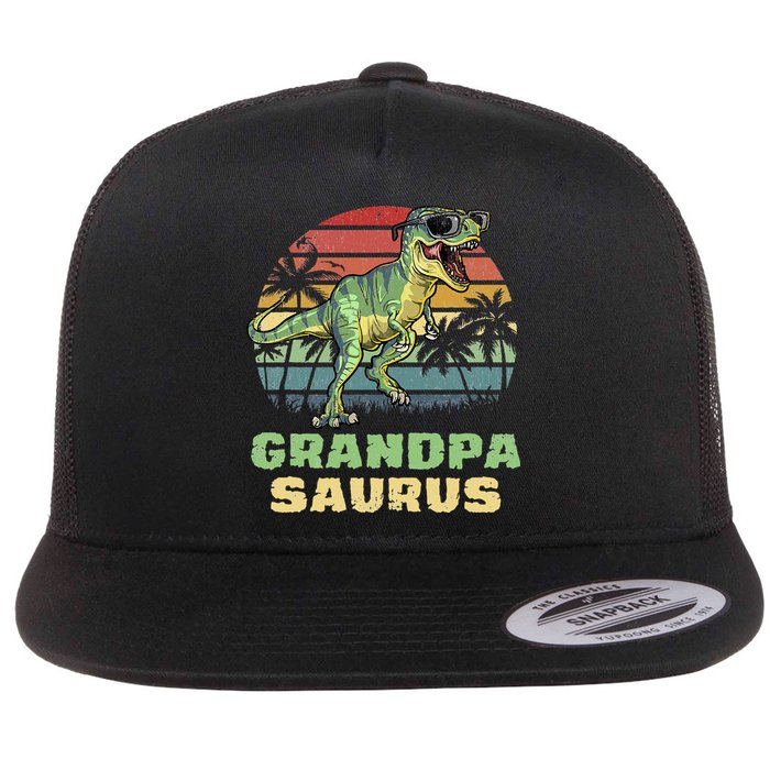 Grandpasaurus T Rex Dinosaur Grandpa Saurus Family Matching Flat Bill Trucker Hat