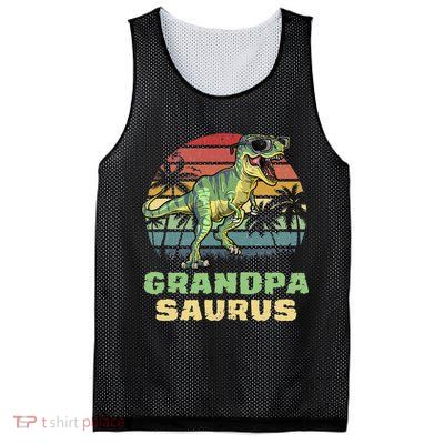 Grandpasaurus T Rex Dinosaur Grandpa Saurus Family Matching Mesh Reversible Basketball Jersey Tank