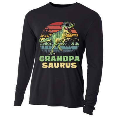 Grandpasaurus T Rex Dinosaur Grandpa Saurus Family Matching Cooling Performance Long Sleeve Crew