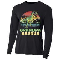 Grandpasaurus T Rex Dinosaur Grandpa Saurus Family Matching Cooling Performance Long Sleeve Crew