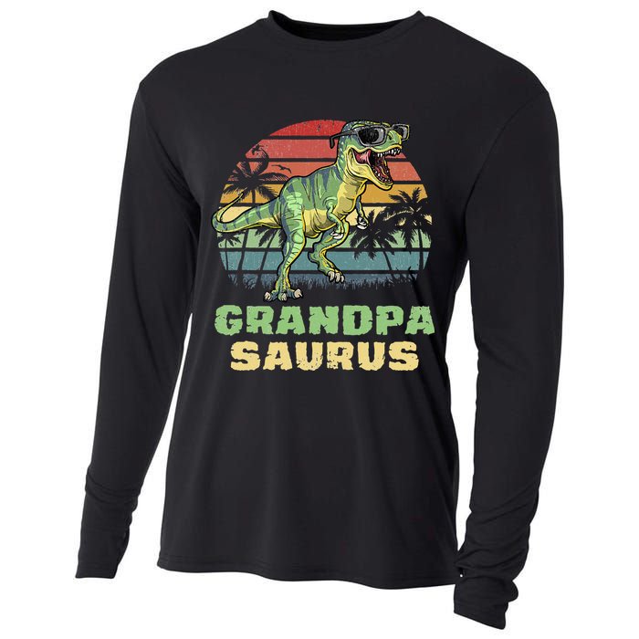 Grandpasaurus T Rex Dinosaur Grandpa Saurus Family Matching Cooling Performance Long Sleeve Crew