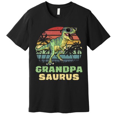 Grandpasaurus T Rex Dinosaur Grandpa Saurus Family Matching Premium T-Shirt