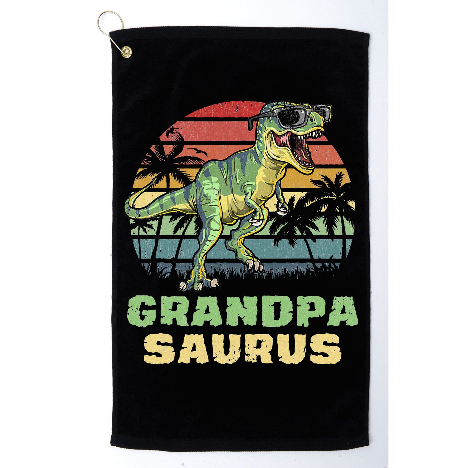 Grandpasaurus T Rex Dinosaur Grandpa Saurus Family Matching Golf Towel