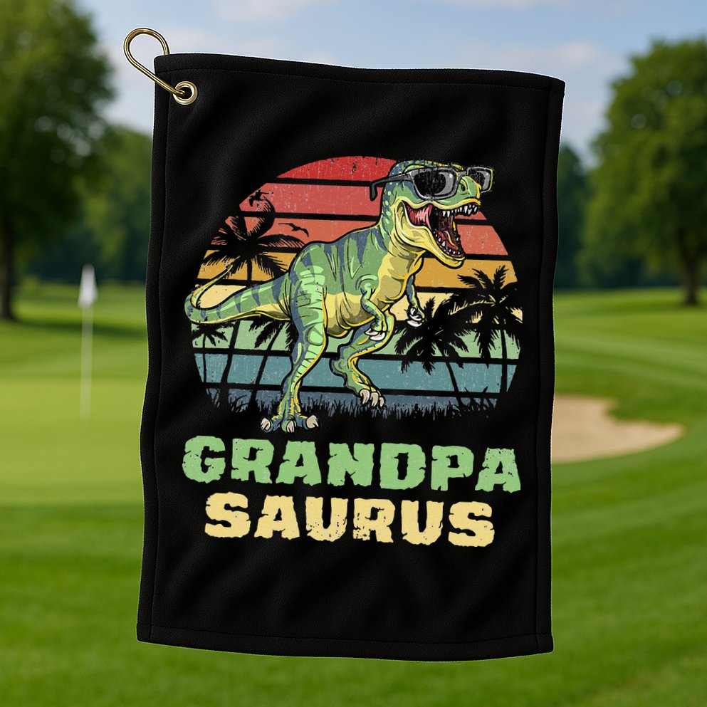 Grandpasaurus T Rex Dinosaur Grandpa Saurus Family Matching Golf Towel