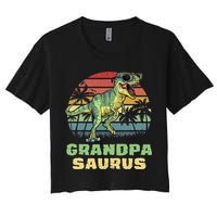 Grandpasaurus T Rex Dinosaur Grandpa Saurus Family Matching Women's Crop Top Tee