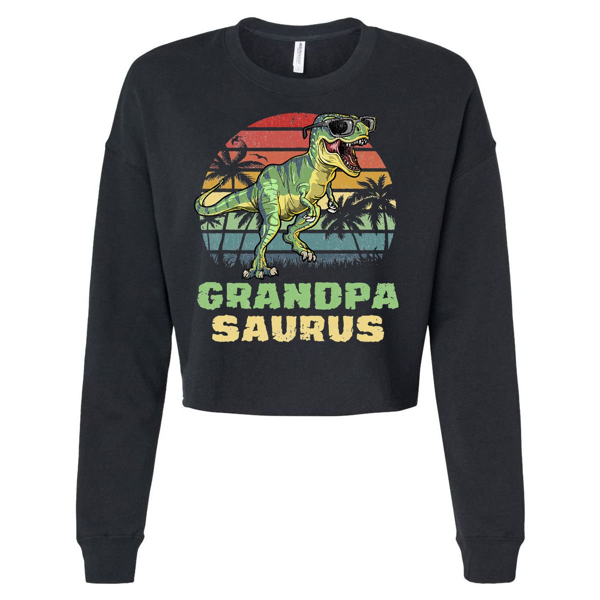 Grandpasaurus T Rex Dinosaur Grandpa Saurus Family Matching Cropped Pullover Crew