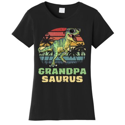 Grandpasaurus T Rex Dinosaur Grandpa Saurus Family Matching Women's T-Shirt