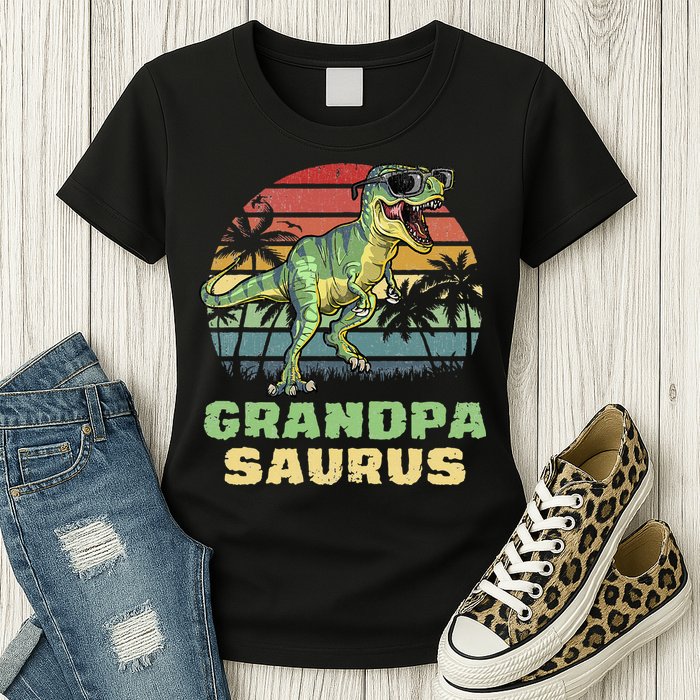 Grandpasaurus T Rex Dinosaur Grandpa Saurus Family Matching Womens T-Shirt
